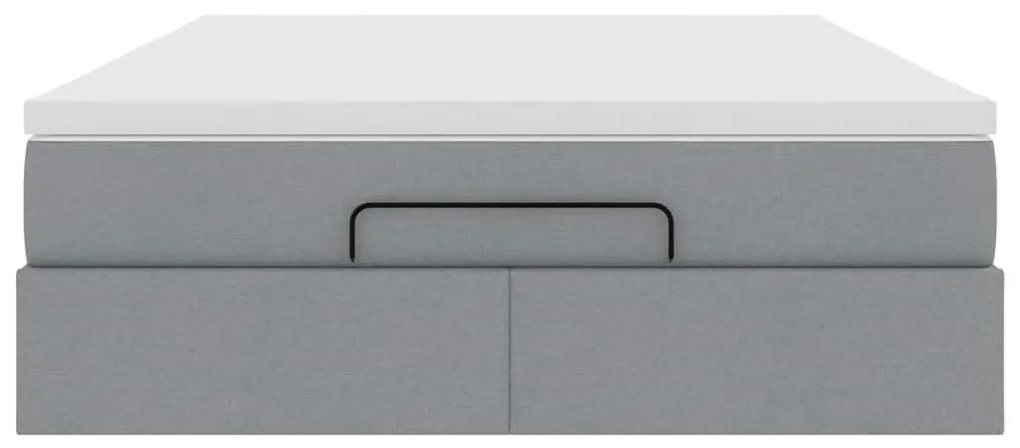 Estrutura cama otomana colchão 140x200cm tecido cinzento claro
