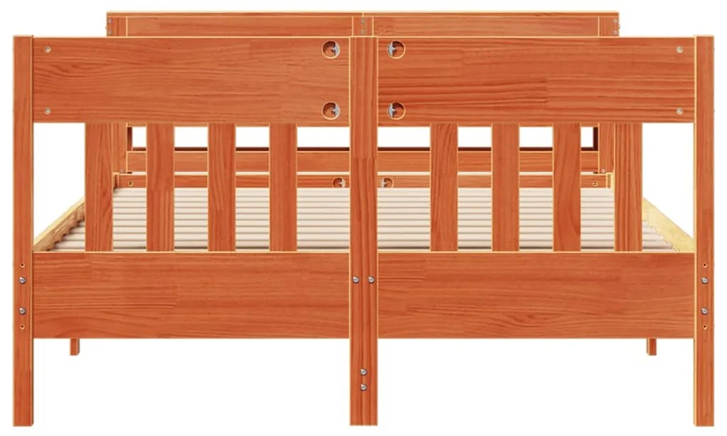 Cama sem colchão 140x200 cm madeira pinho maciça castanho-mel