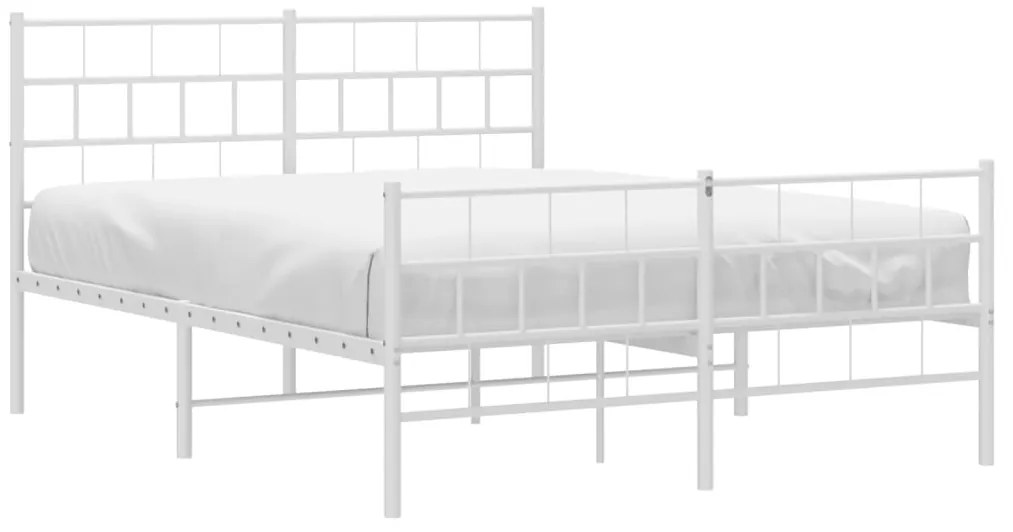 Estrutura de cama com cabeceira e pés 140x200 cm metal branco