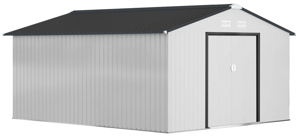 Abrigo de Jardim Toulouse – 12,4 m² – 340x386x200 cm – Branco e Cinza