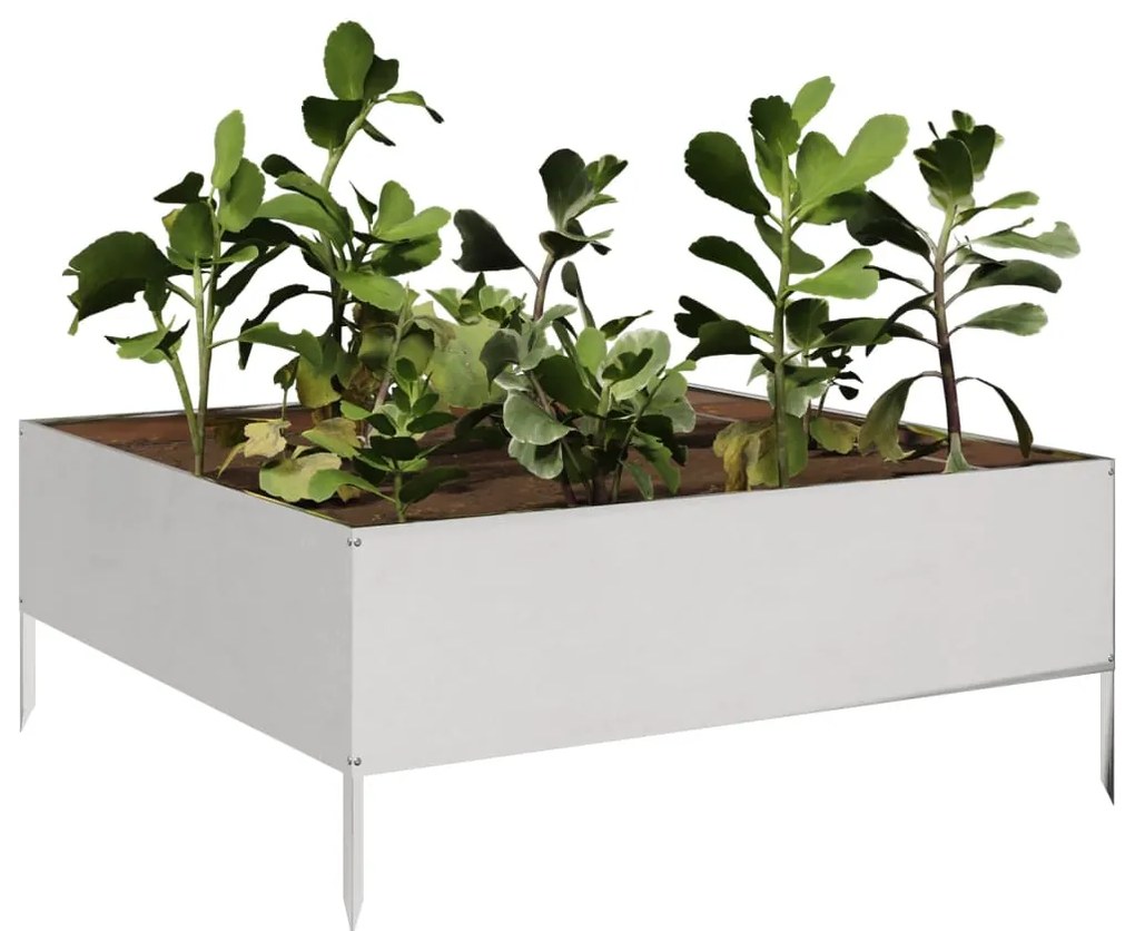 Canteiro elevado de jardim 100x100x25 cm aço inoxidável