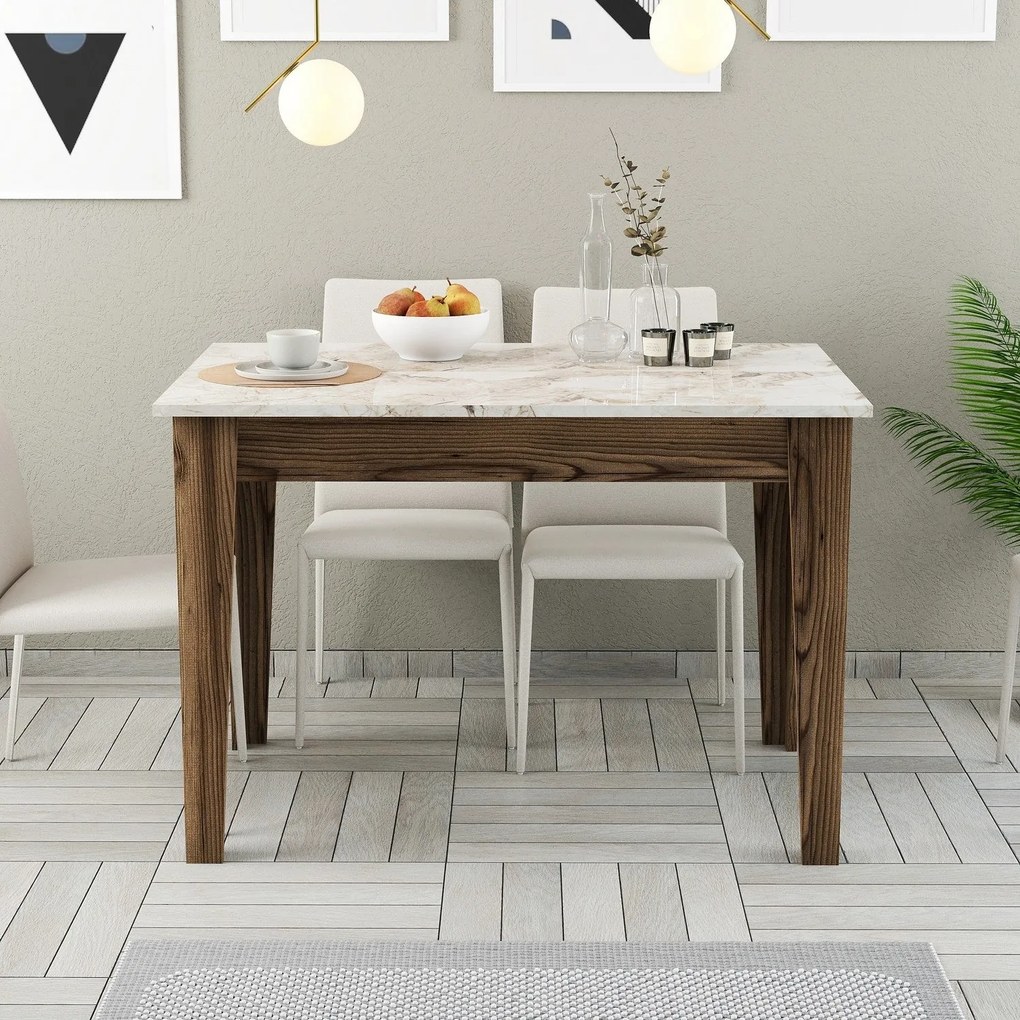 Mesa de Cozinha Kiev – Nogueira e Branco – 110x75x72 cm