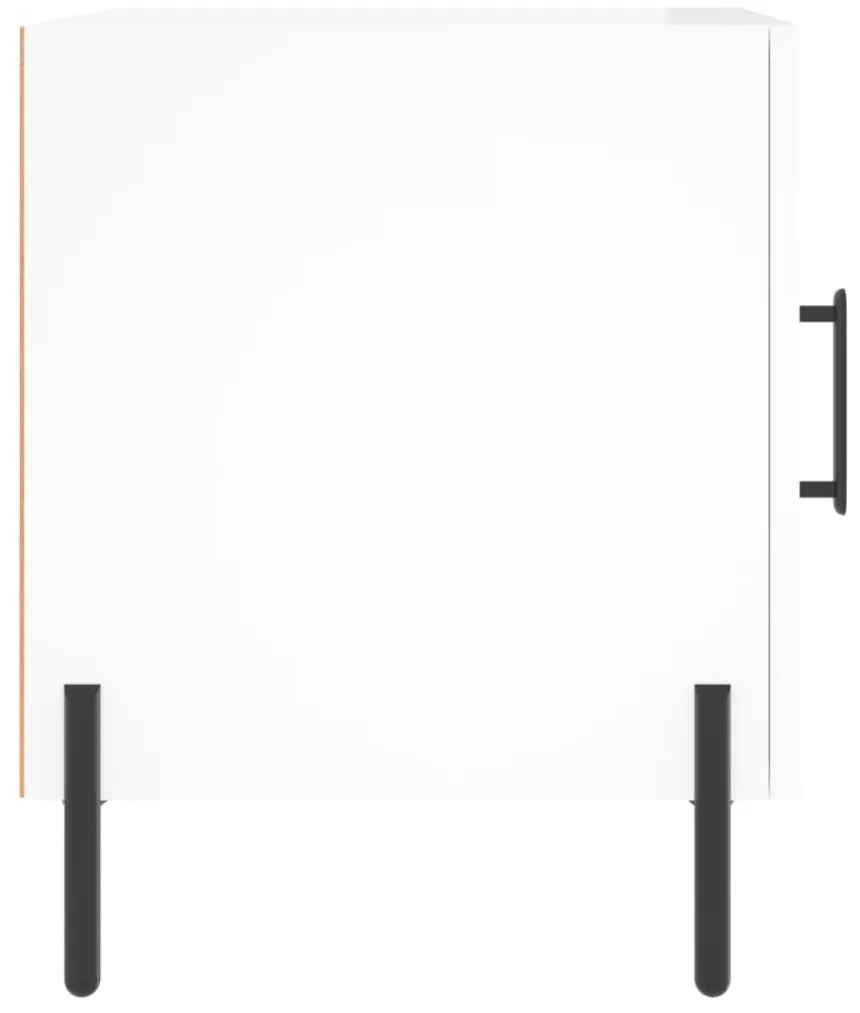Mesa cabeceira 2pcs 40x40x50cm deriv. madeira branco brilhante