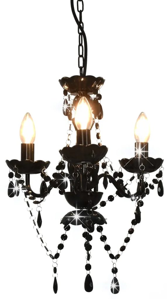 Lustre com contas redondo 3 x E14 preto