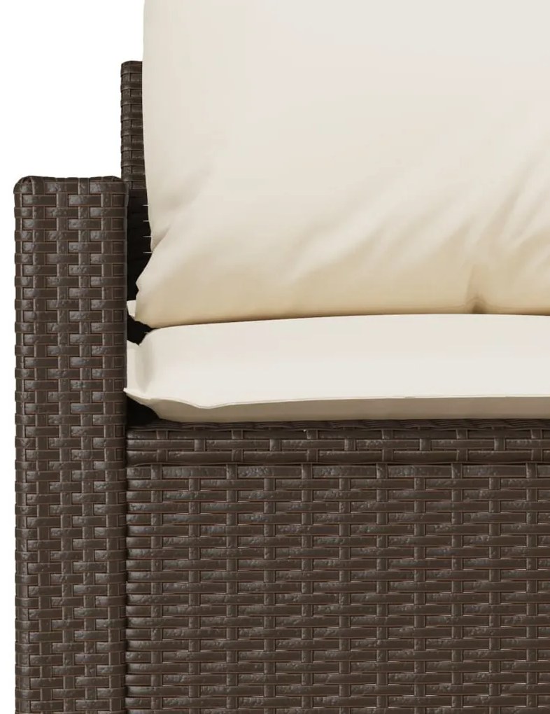 4 pcs conjunto sofás de jardim c/ almofadões vime PE castanho