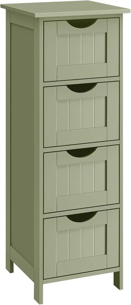 VASAGLE Badkamerkast, badkamerkast, zijkast com 4 cargas, 30 x 30 x 82 cm, para badkamer, woonkamer, eetkamer, keuken, moderno, lauriergroen LHC040C02