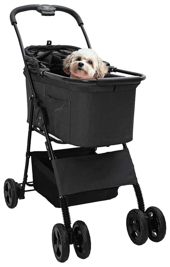 Carrinho de Pet Dobrável Preto 81 x 47 x 99 cm Tecido Oxford