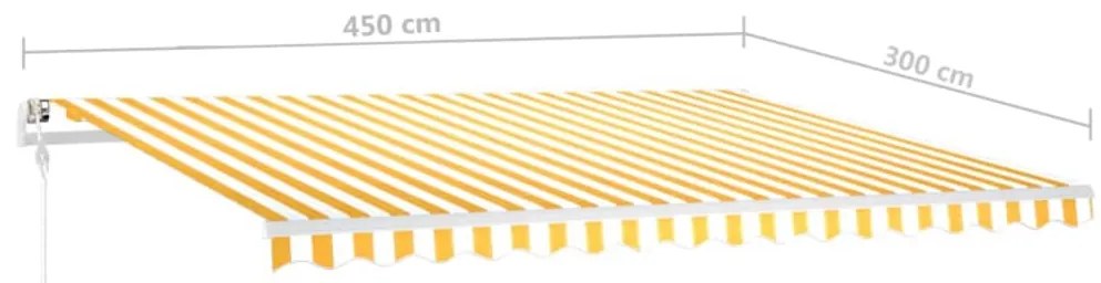 Toldo retrátil manual com postes 4,5x3 m amarelo e branco
