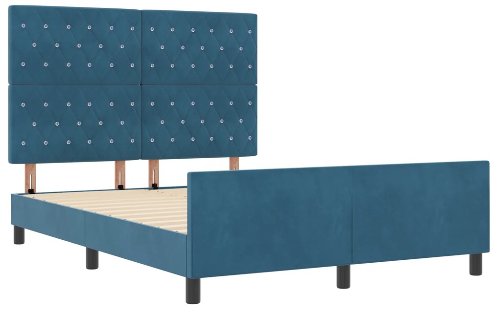 Cama vidaXL Azul Escuro 160x200 cm Veludo