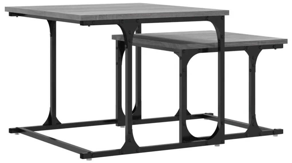 Mesa de centro de encastrar 2 pcs deriv. madeira cinza sonoma
