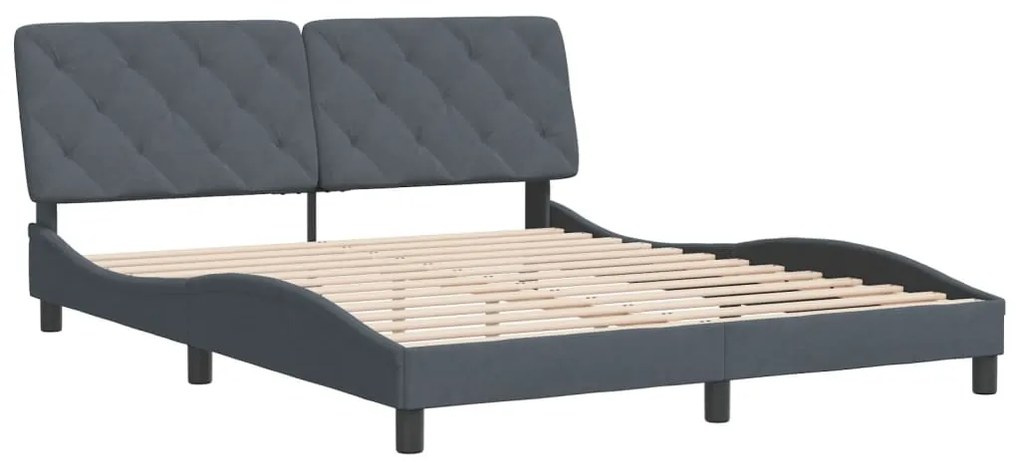 Estrutura de cama sem colchão 160x200 cm veludo cinzento-escuro