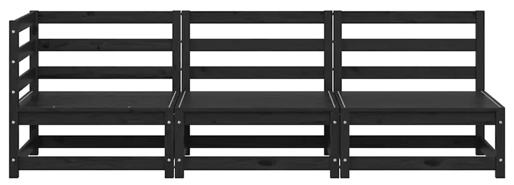 3 pcs conjunto lounge de jardim pinho maciço preto