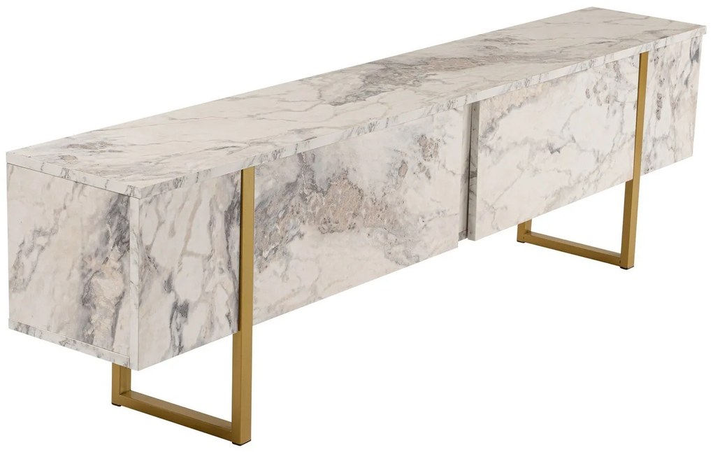 Móvel TV Serenity – Mármore Freesia Dourado – 180 cm x 50 cm x 29,5 cm