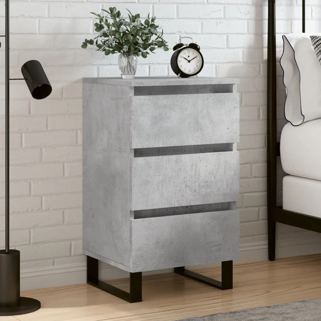 vidaXL Mesa de cabeceira 40x35x69 cm derivados madeira cinza cimento