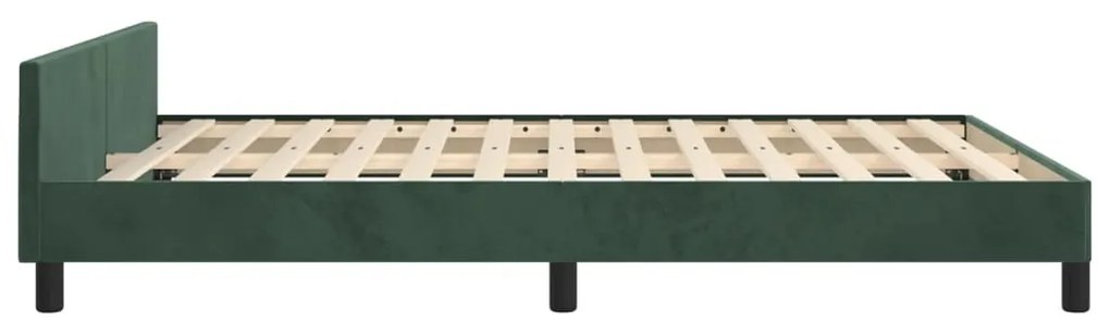 Estrutura de cama c/ cabeceira 140x190 cm veludo verde-escuro