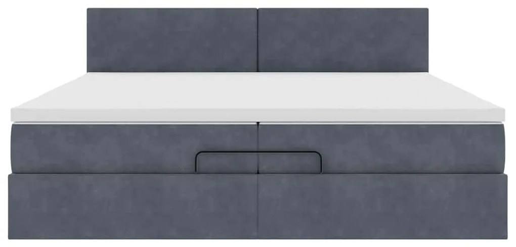 moldura de cama otomana vidaXL com colchão cinza escuro veludo