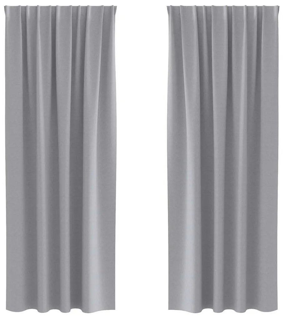 Cortinas 2 pcs Cinzento-claro 245 x 140 cm Poliéster