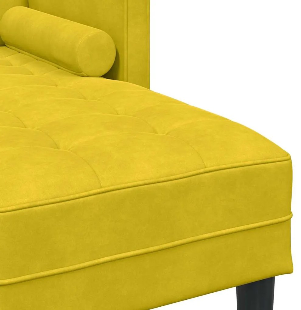 Sofá de Jardim vidaXL com Banco e Almofadas em Veludo Amarelo em L