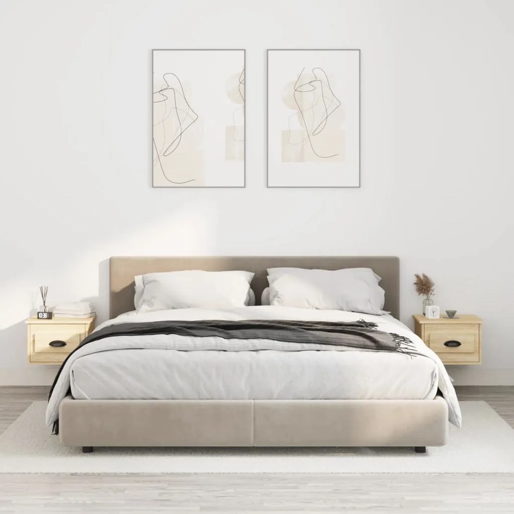 vidaXL Mesas de cabeceira parede 2 pcs 41,5x36x28 cm carvalho sonoma