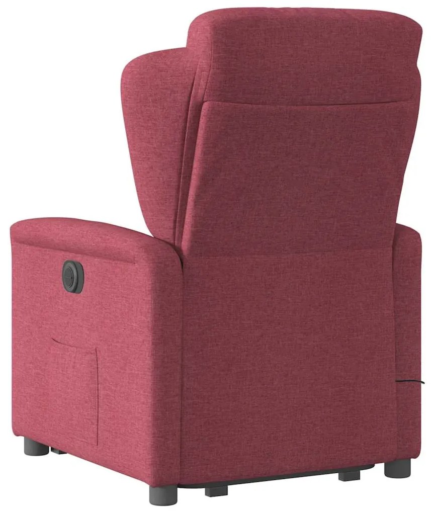 Poltrona elevatória de massagens elétrica tecido vermelho tinto