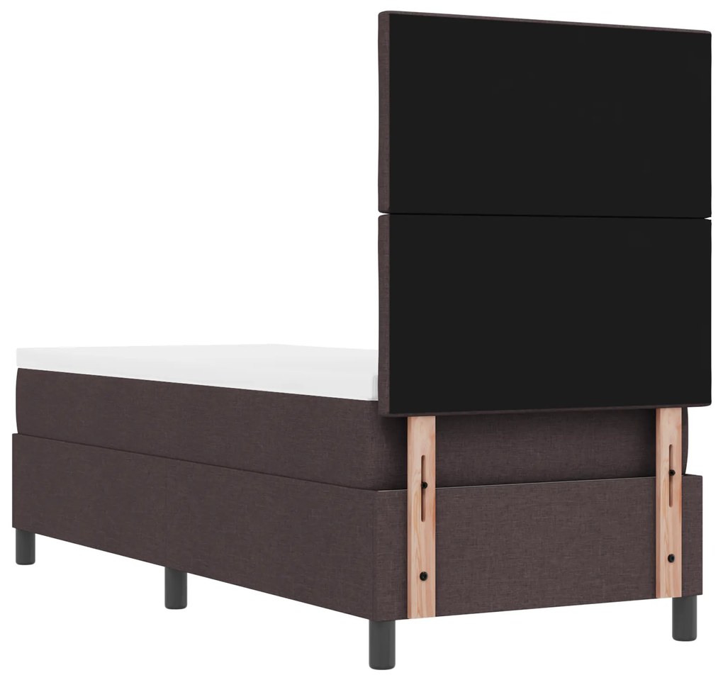 Cama Box Spring com Colchão Castanho Escuro 80x200 cm Tecido
