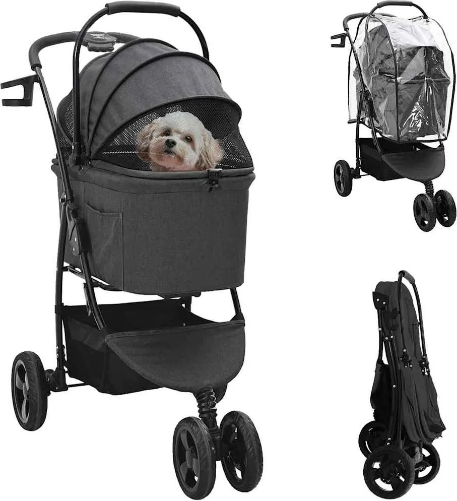 vidaXL Carrinho de Pet Dobrável Preto 78 x 54 x 101 cm Poliéster