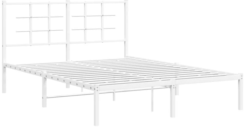 Estrutura de cama com cabeceira 140x190 cm metal branco
