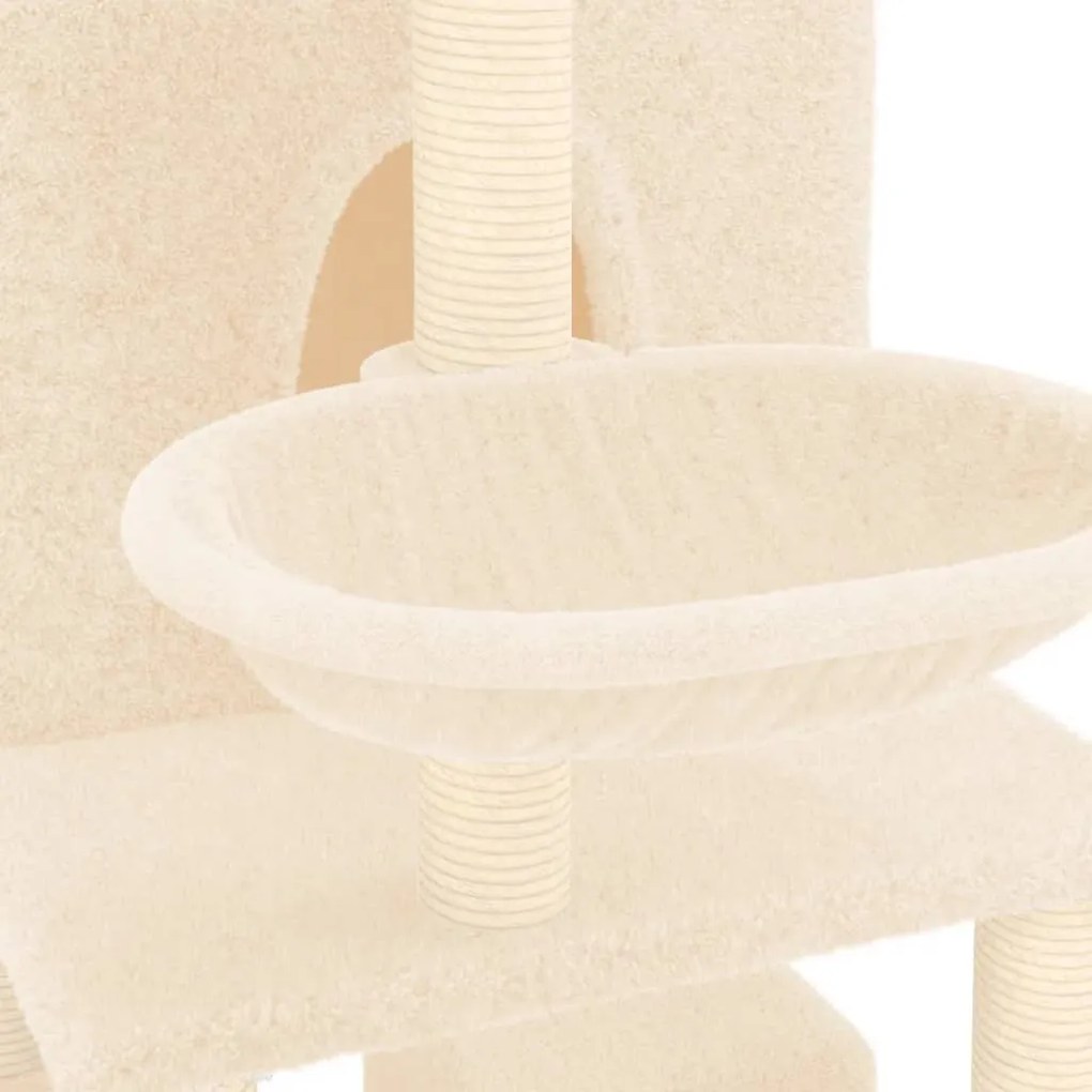 Árvore para gatos c/ postes arranhadores sisal 180 cm cor creme