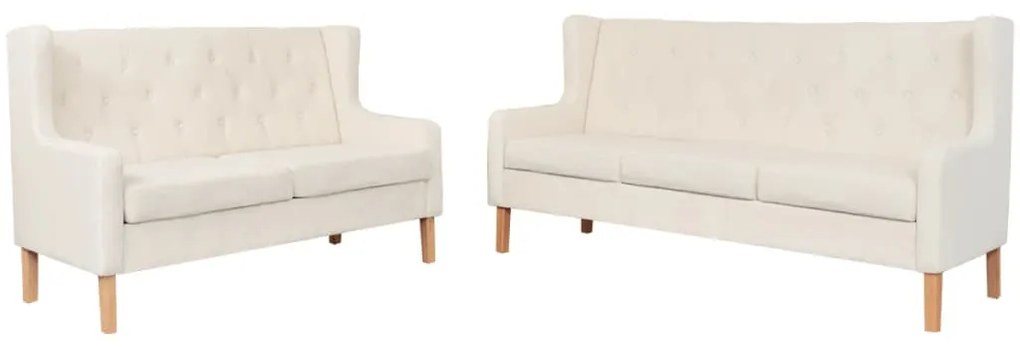 Conjunto de sofás 2 pcs tecido branco nata