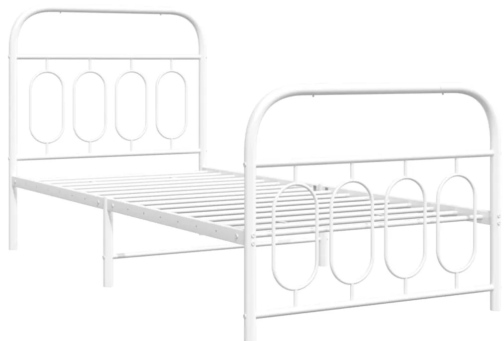Estrutura de cama com cabeceira e pés 90x190 cm metal branco