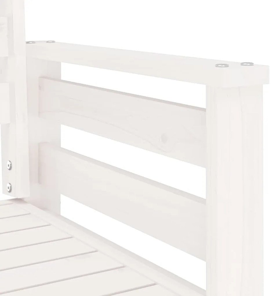 Banco de jardim 2 lugares com mesa pinho maciço branco