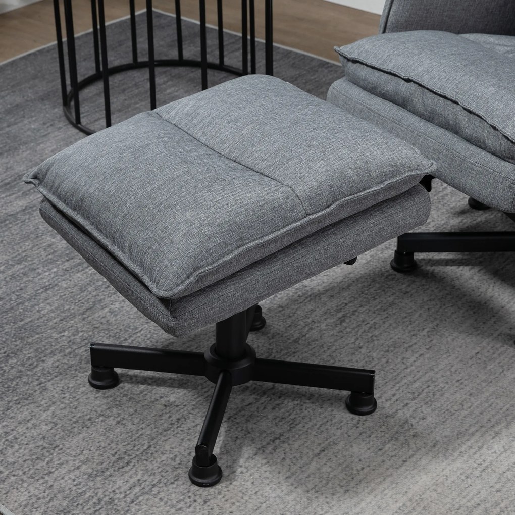 HOMCOM Poltrona Relax com Massagem e Apoio para os Pés Poltrona de Massagem Estofada em Linho com Controlo Remoto e 8 Áreas de Massagem Carga Máxima 120kg 78x81x99cm Cinza