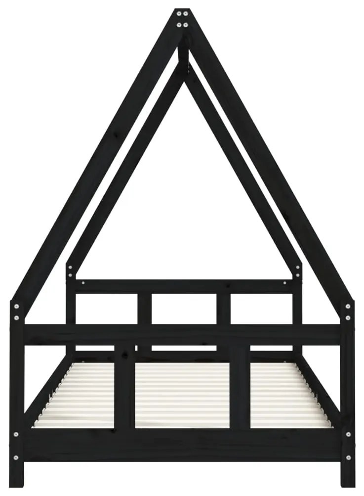 Estrutura de cama infantil 90x200 cm pinho maciço preto