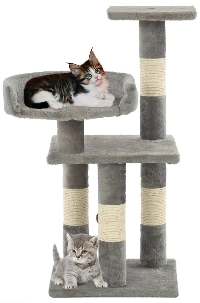 Árvore com postes arranhadores sisal 65 cm cinzento