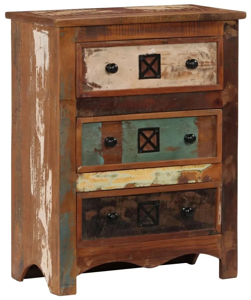 247575 vidaXL Armário de gavetas 60x30x75 cm madeira recuperada maciça