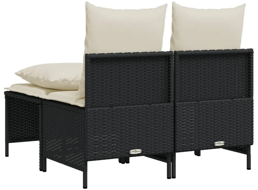4 pcs conjunto de sofás para jardim c/ almofadões vime PE preto