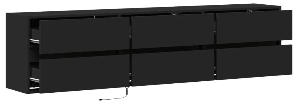 Móvel de parede para TV com luzes LED 180x31x45 cm preto