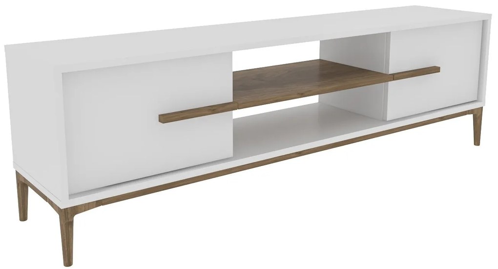 Móvel TV Eslem – Branco e Nogueira – 120 cm x 43,6 cm x 29,6 cm