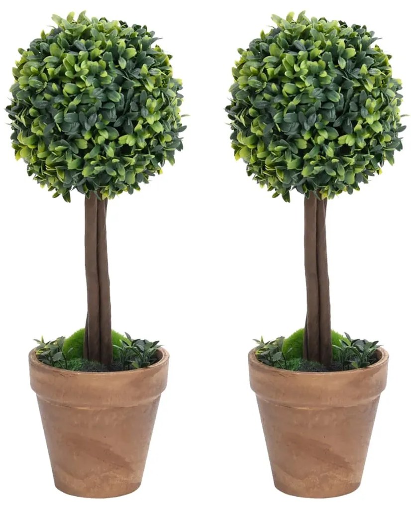 336517 vidaXL Plantas bolas de buxo artificiais c/ vasos 2 pcs 56 cm verde