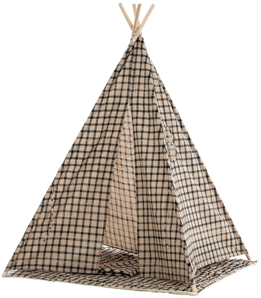 Tenda de brincar Esna em xadrez 155 x 120 x 120 cm Preto