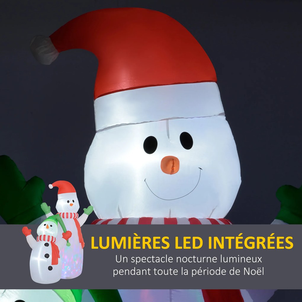 Boneco de Neve de Natal Insuflável, 190 x 110 x 240 cm, Luzes LED Integradas, Branco