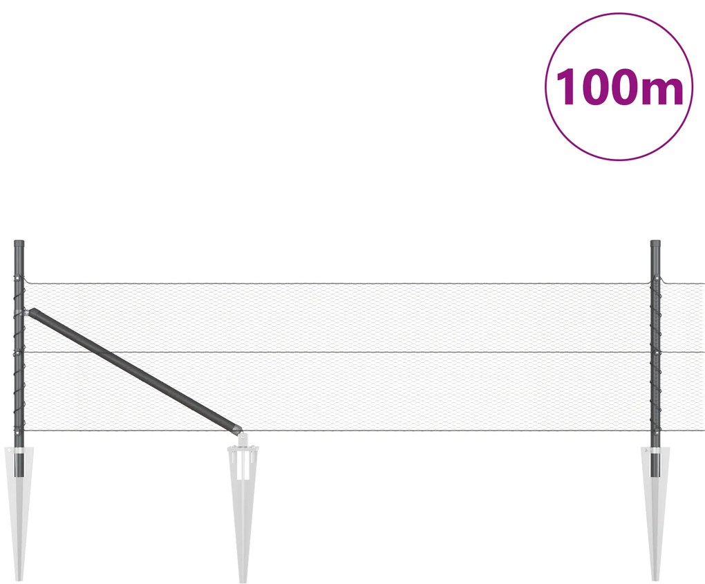 Cerca Hexagonal vidaXL Cinza 0.4x100 m Aço