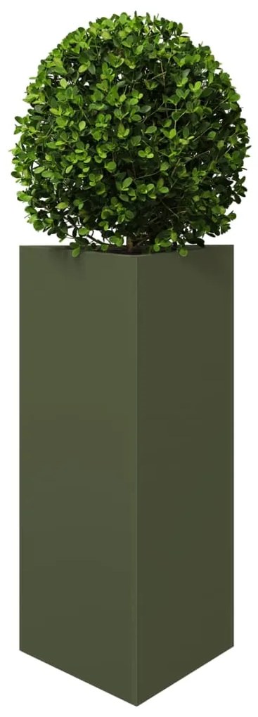 Vaso/floreira jardim triangular 40x34,5x70cm aço verde-azeitona