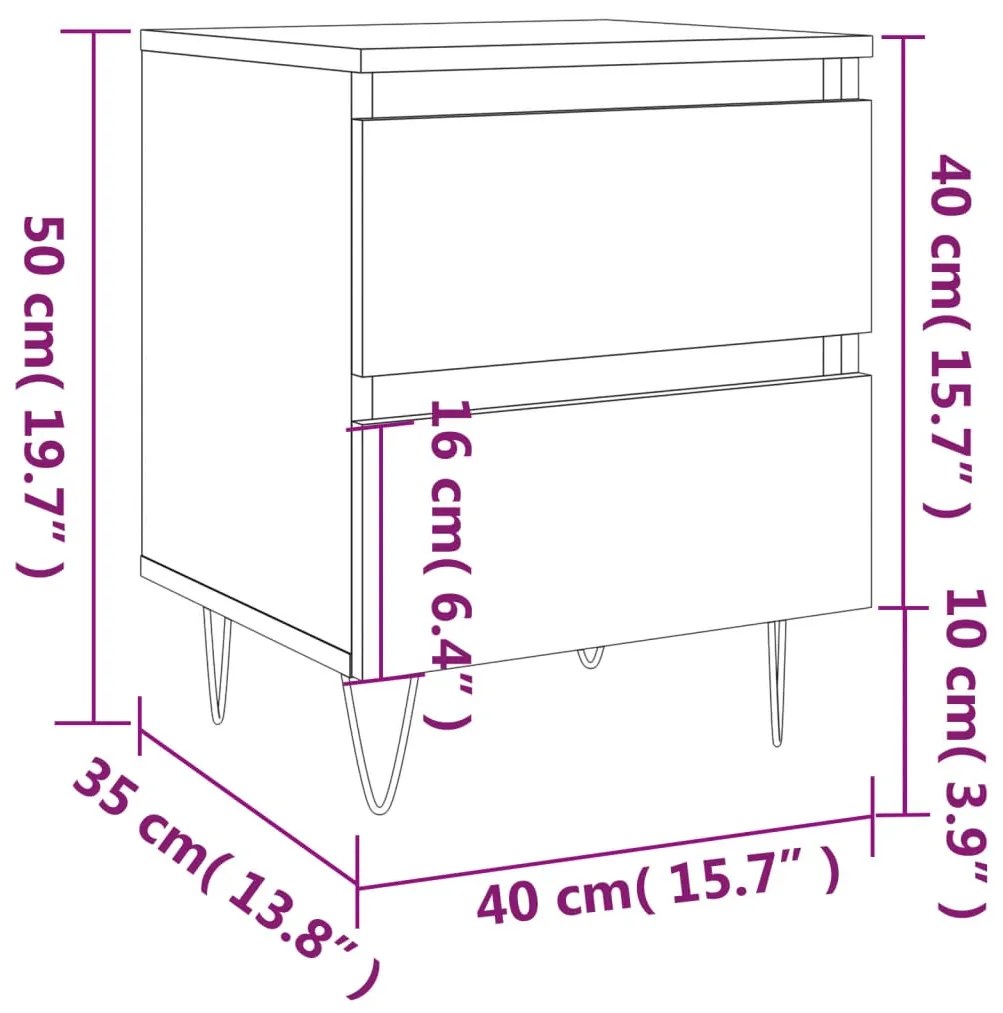 Mesa cabeceira 40x35x50 cm derivados madeira carvalho castanho