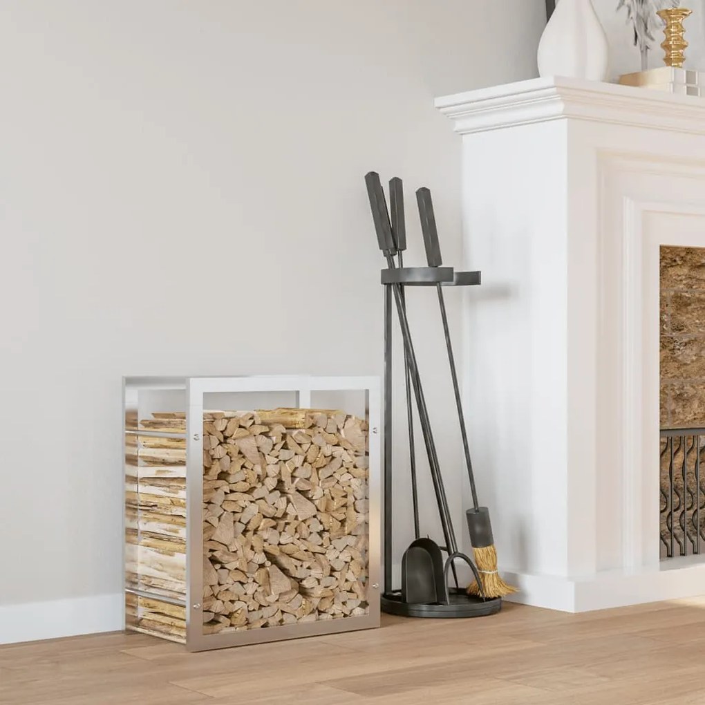 vidaXL Suporte para lenha 50x28x56 cm aço inoxidável