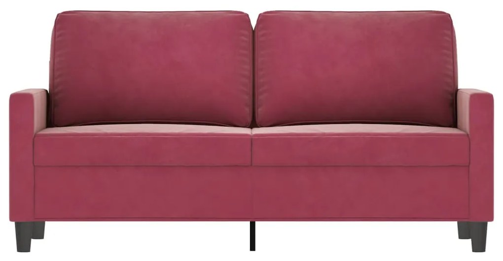 Sofá de 2 lugares veludo 140 cm vermelho tinto