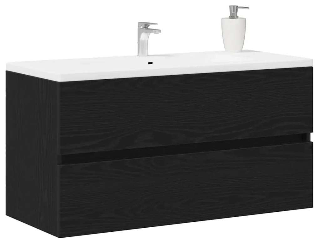 Gabinete para Pia Carvalho Preto 90x38,5x45 cm Madeira Engenheirada
