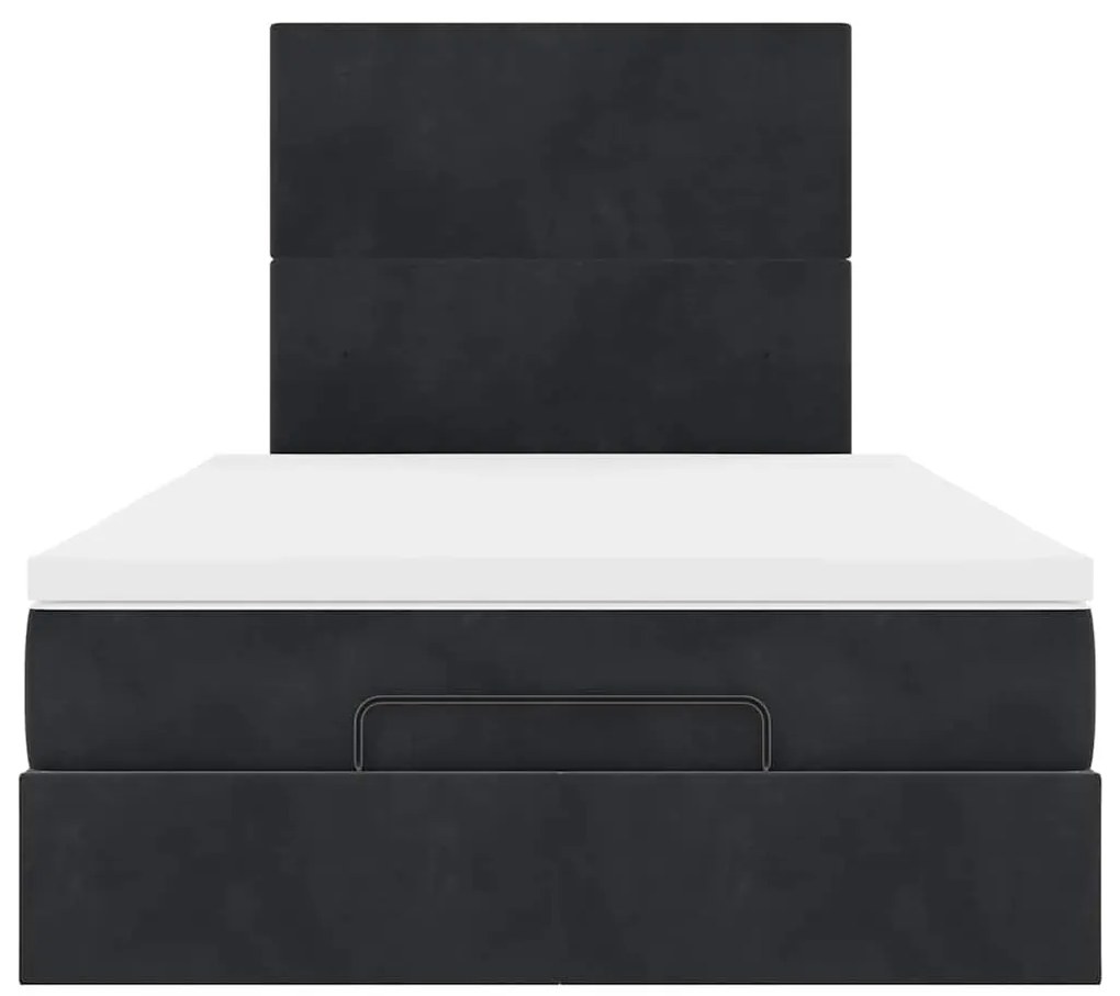 Estrutura de cama otomana com colchões 120x200 cm veludo preto
