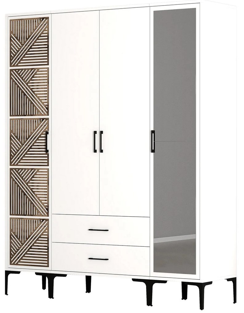Roupeiro Kumsal PTR – Branco – 160 cm x 47,5 cm x 201,4 cm
