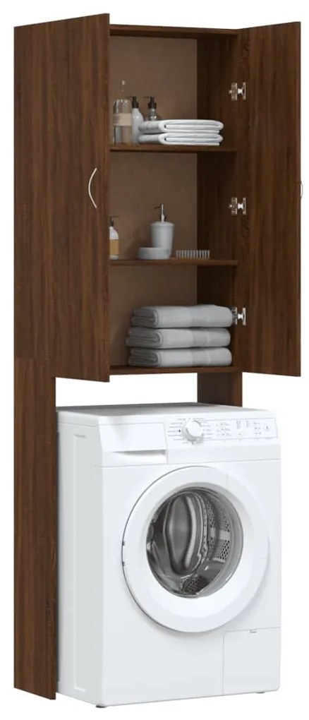 idaXL Armário máquina lavar roupa 64x25,5x190 cm carvalho castanho